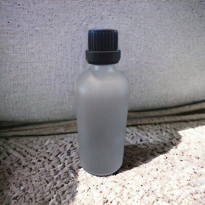 100mL FROSTED CLEAR Glass Boston Bottle with Black Tamper Evident Dripolator - PACK of 10