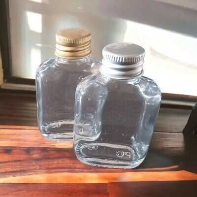 30mL Miniature/Hip Flask Glass Bottle with Choice of Metal Cap