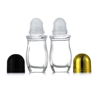 30ML GLASS Deodorant/Essential Oil Roller Bottles Empty Refillable Rollerball Bottle Choice of Cap Colour