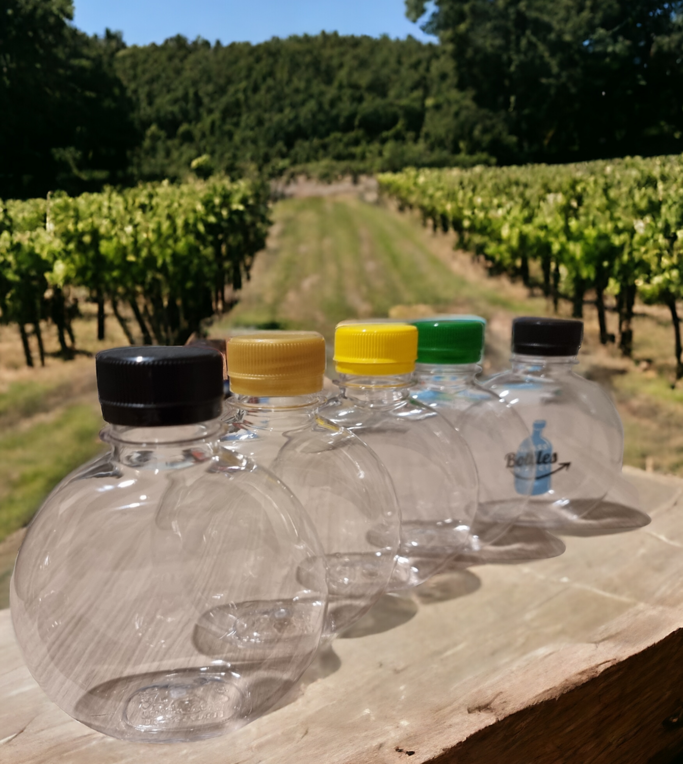 180mL Clear (PET) Round Flat Face Bottles-Food Grade with Colour Choice Tamper Evident Cap
