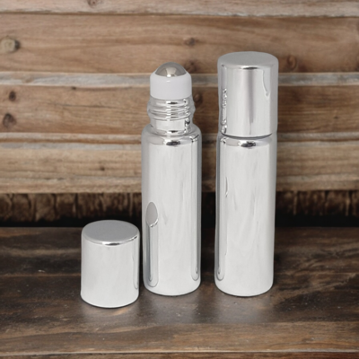 5ml SILVER Glass & Cap Rollon with Metal Roller