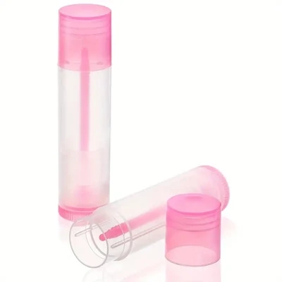 5.5mL LIP BALM Tubes PINK Clear Containers - PACK of 10 Pcs