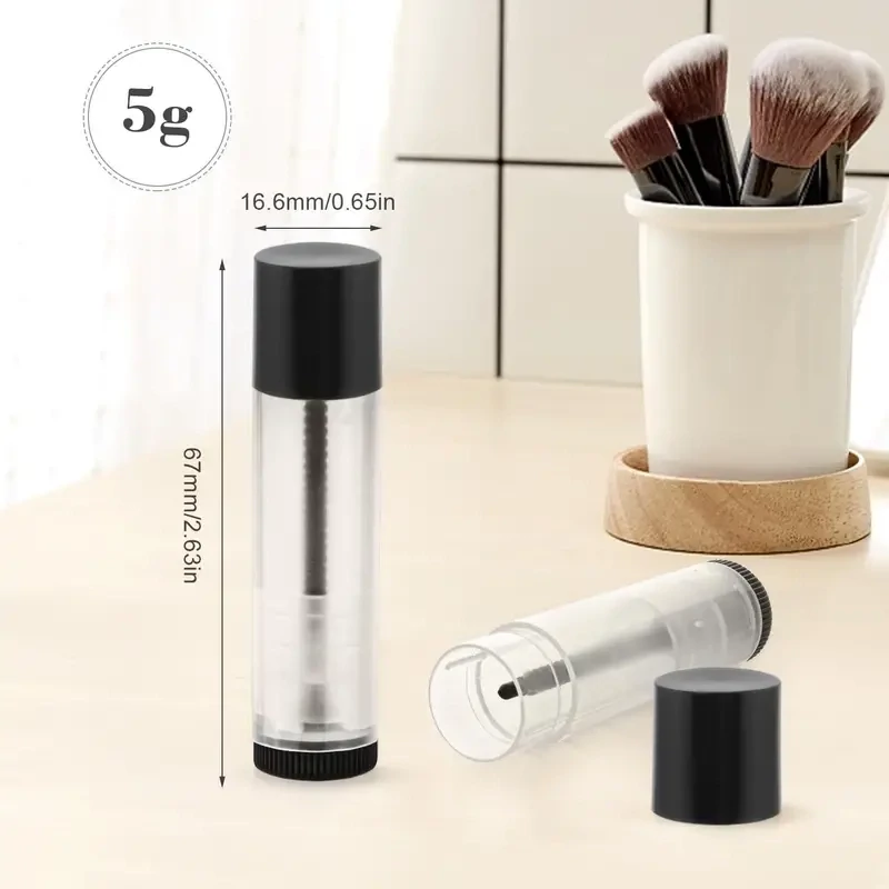 5g LIP BALM Tubes BLACK OVERCAP  Clear Containers - PACK of 10 Pcs
