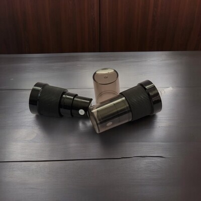 5ml FROSTED BLACK Glass Boston 18mm Neck Bottle + BLACK  or WHITE SPRITZER/ ATOMISER with over cap