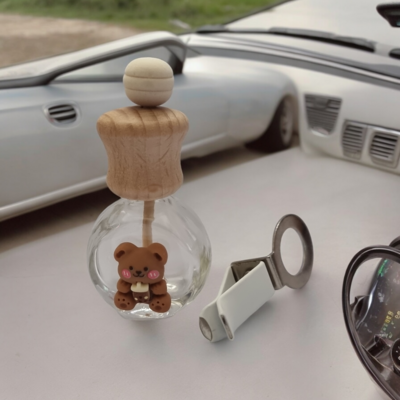 10mL Car Air Outlet DIFFUSER Bottle with Single Lollypop Stick & Clip - MINI BEAR with Milk Bottle