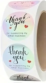 Thank You Stickers - Round SILVER with RED HEARTS 2.54 Cm - 500pcs/roll,