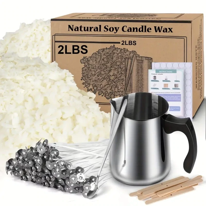 Soy Wax Candle Making Kit - 900gms Soy Wax Flakes, 20 Candle Wick,10 Centering Devices,Scoop &amp;Melting Pot