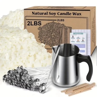 Soy Wax Candle Making Kit - 900gms Soy Wax Flakes, 20 Candle Wick,10 Centering Devices,Scoop &Melting Pot