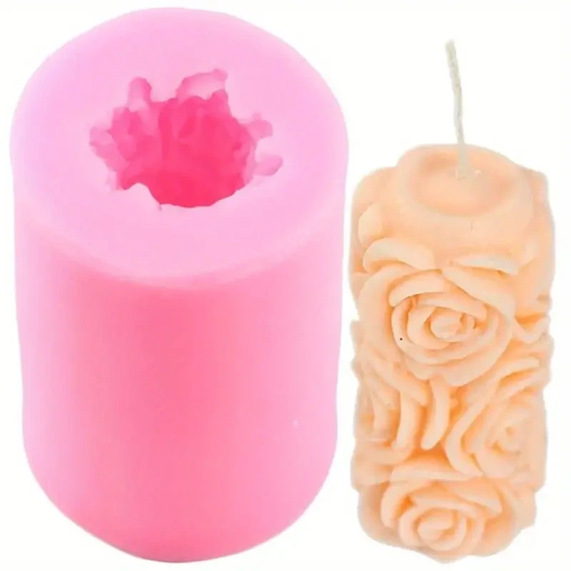 SMALL 3D ROSE COLUMN SILICON MOULD