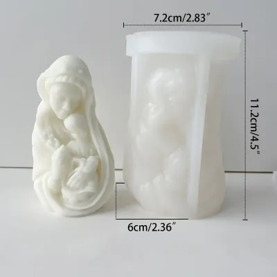 3D Mary And Baby Hugging Candle - SILICON MOULD,