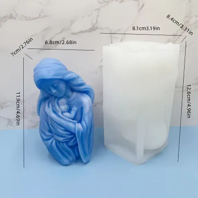 Mother Mary And Baby Hugging Candle - SILICON MOULD,