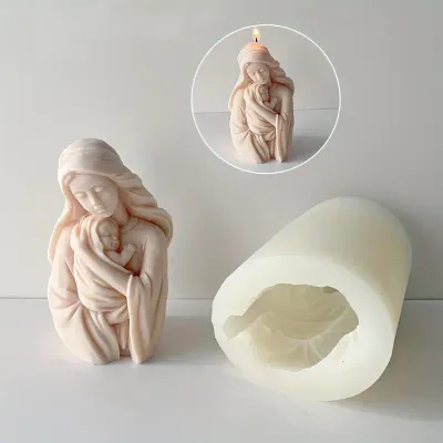 VIRGIN Mary And Baby Hugging Candle - SILICON MOULD,