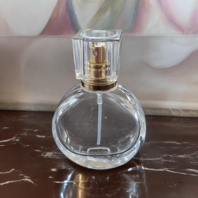 30mL Atomiser  - Chanel Style (Clock Face) Clear Glass with Gloss GOLD and Clear Overcap