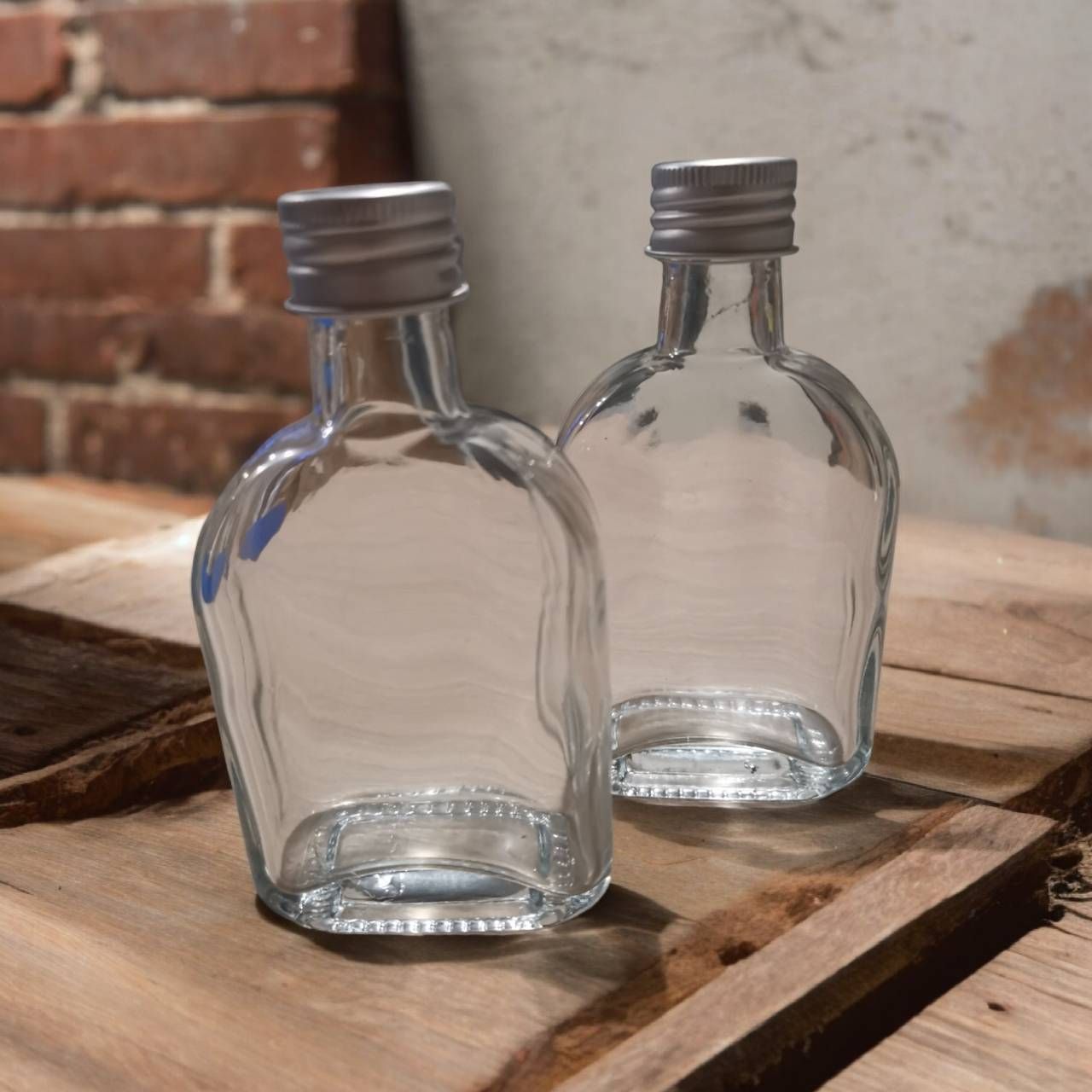 100mL HIP FLASK GLASS Bottle with Metal Wadded Cap  Carton of 10 Pcs