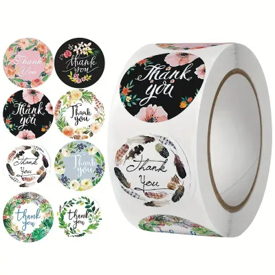 Thank You Stickers -THANK YOU (8 STYLES)- 500pcs/roll,