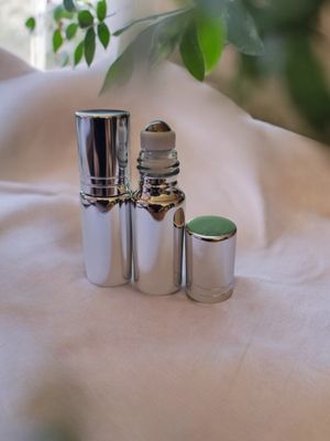 5ml SILVER or GOLD - 2 LINE &amp; Cap Glass Rollon with Metal Roller