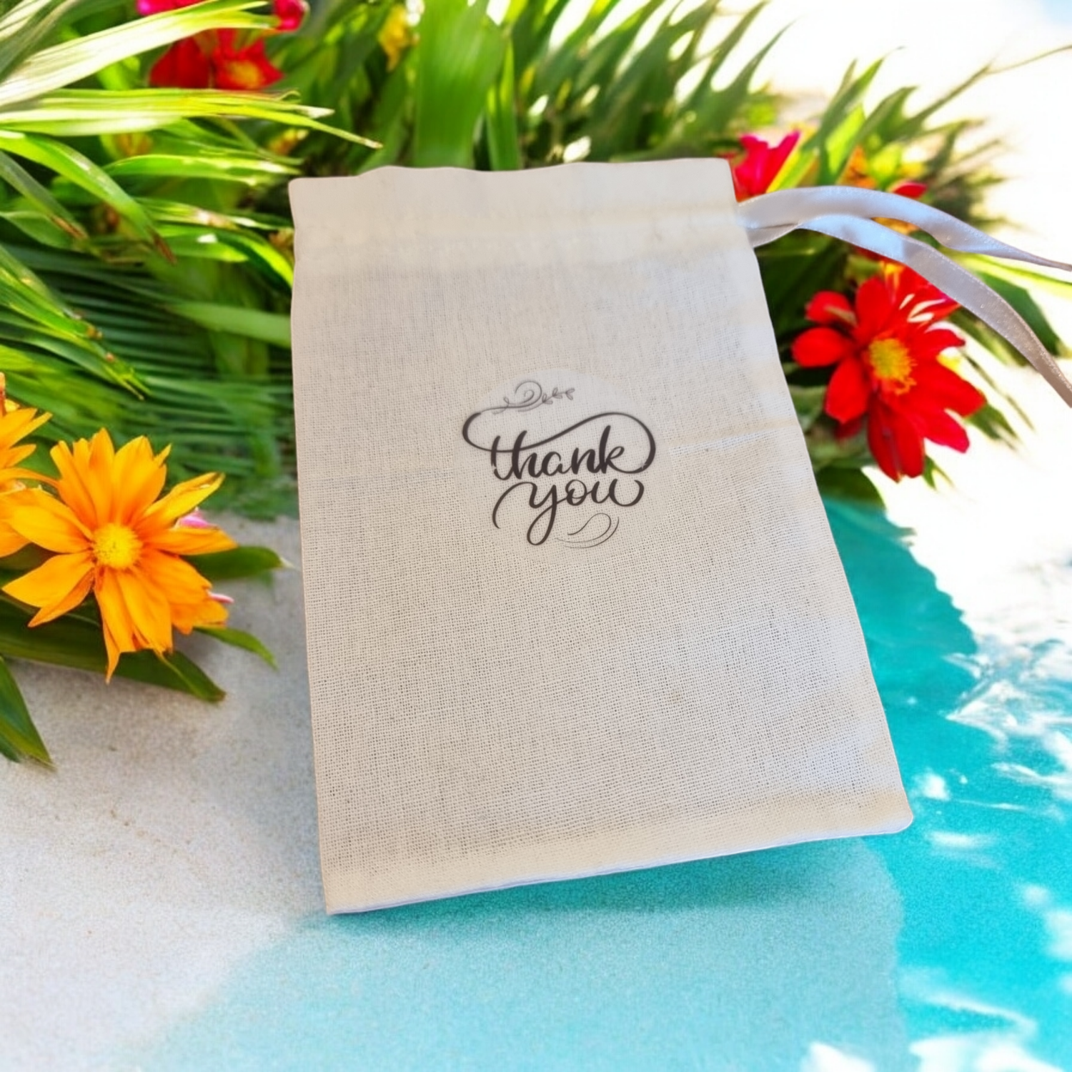 CALICO - THANKYOU GIFT DRAWSTRING BAG  15CM X 10CM