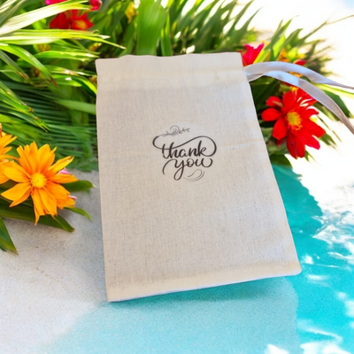 CALICO - THANKYOU GIFT DRAWSTRING BAG  15CM X 10CM