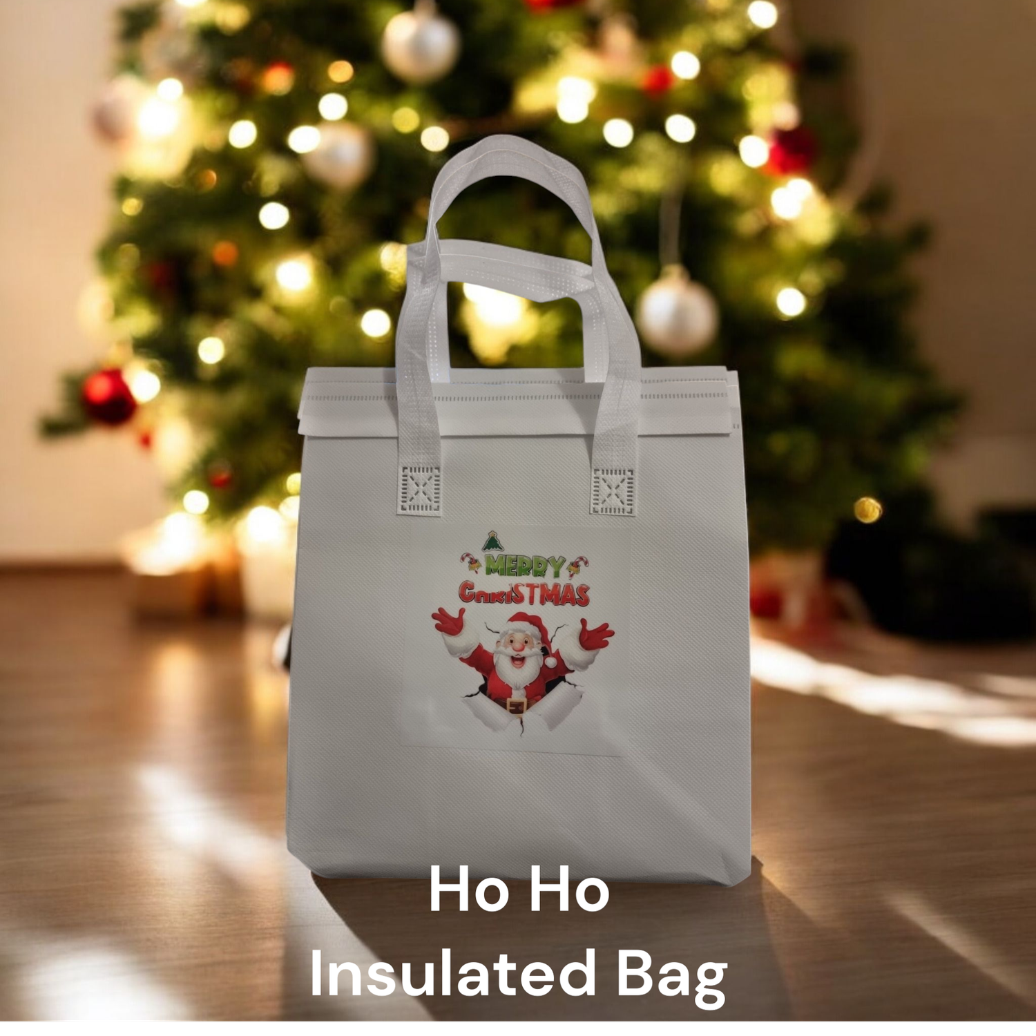 HO HO - MERRY XMAS INSULATED TOTE BAG
