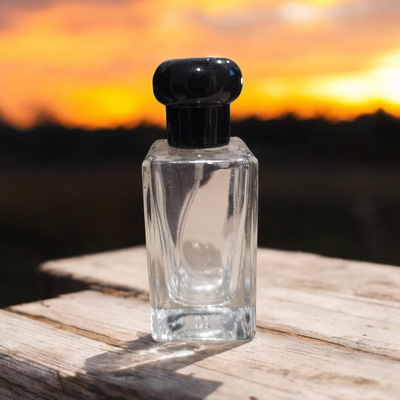 30mL Square Clear Glass Atomiser with Black or Gold Dome Cap (JO MALONE)