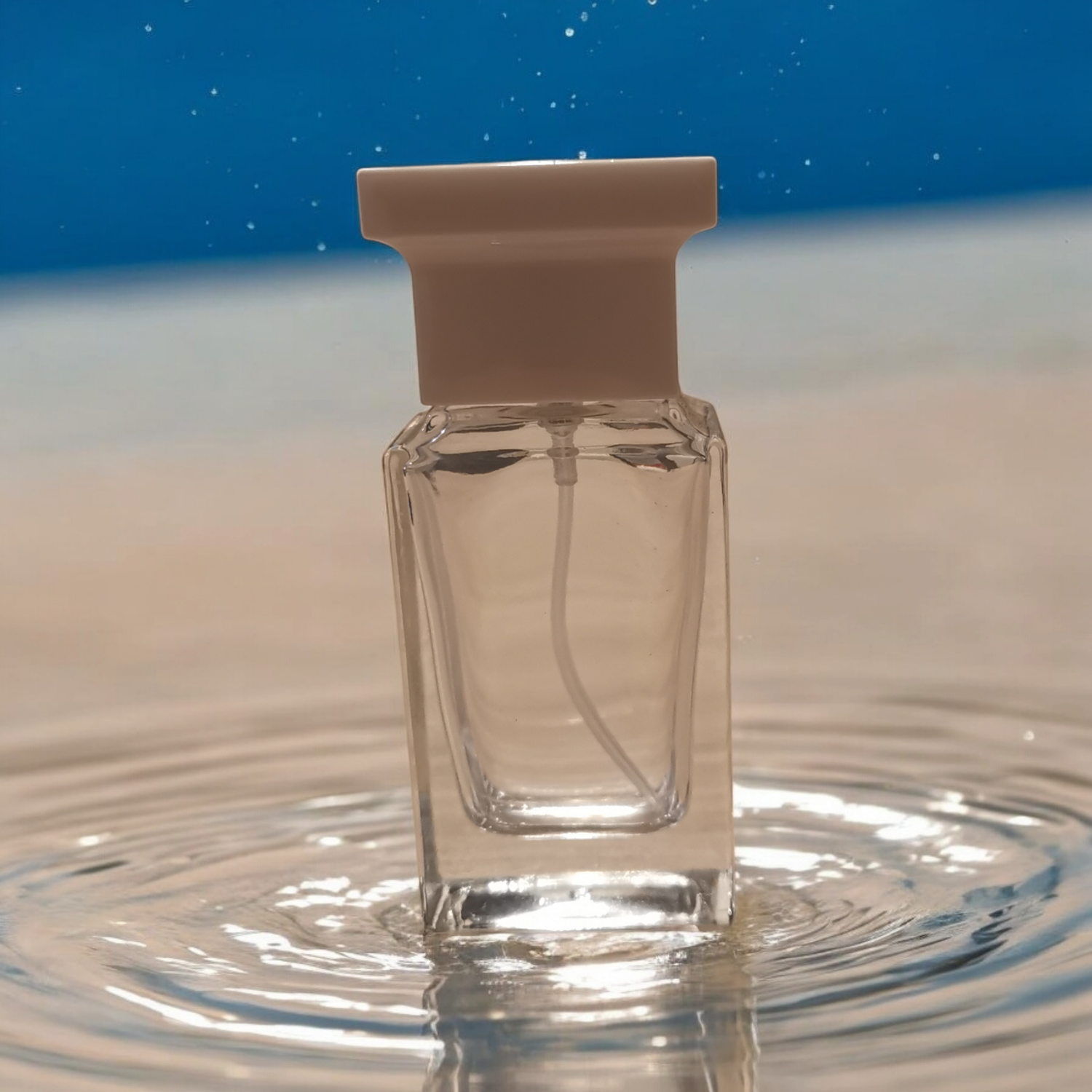 30mL Rectangle CLEAR Glass TOM FORD Atomiser with WHITE Cap