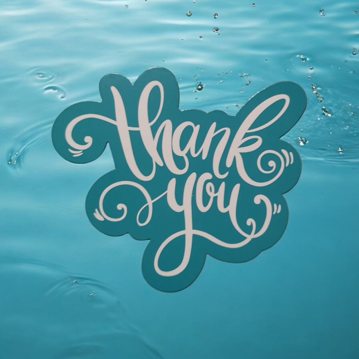 THANK YOU AQUA CARD - Double-Sided Printed - PACK OF 10