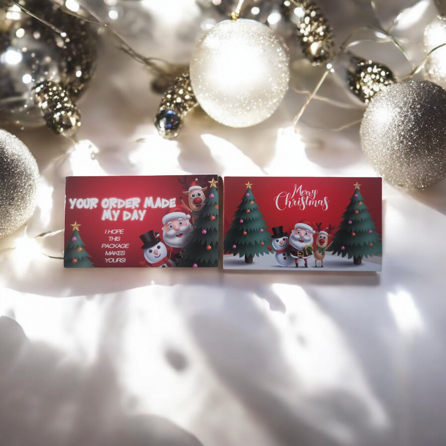 MERRY XMAS THANK YOU CARD - Double-Sided Printed - PACK OF 10