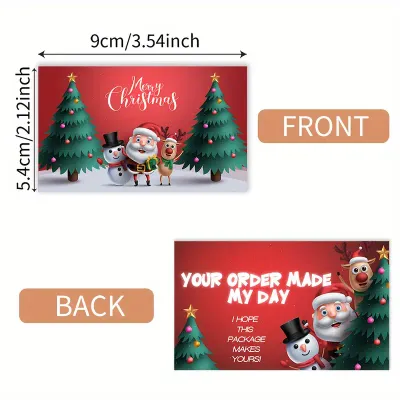 MERRY XMAS THANK YOU CARD - Double-Sided Printed - PACK OF 10