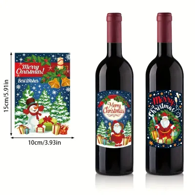 WINE BOTTLE XMASS STICKERS - SET OF 4