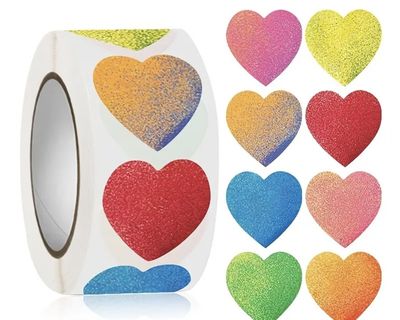 500 Stickers/rolls HEART Stickers - Heart-shaped Gift Stickers,