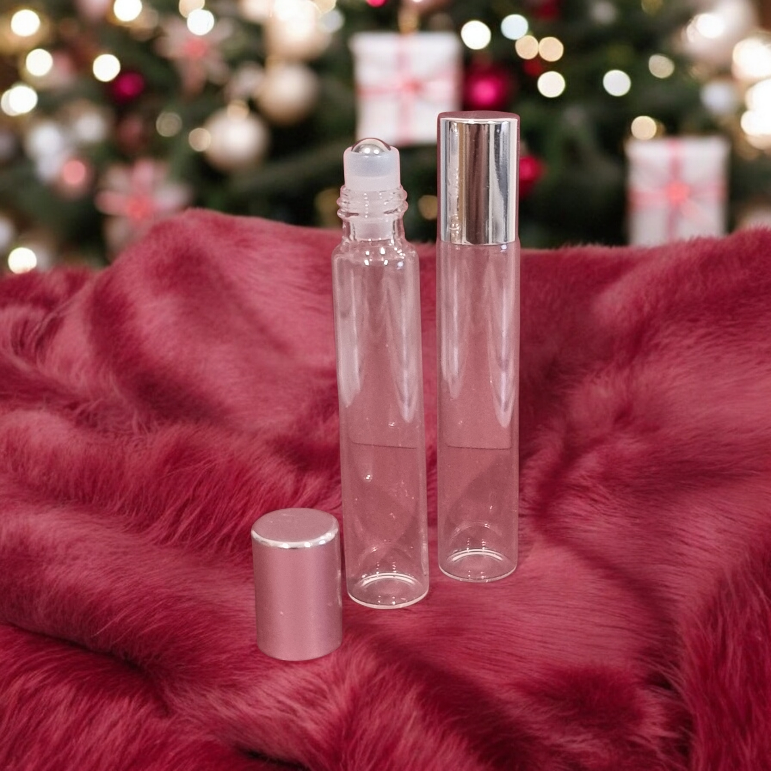 10ml Clear Slender Glass Roll on Bottles Essential Oil Perfume Metal Roller Ball Bottle with GLOSS Cap