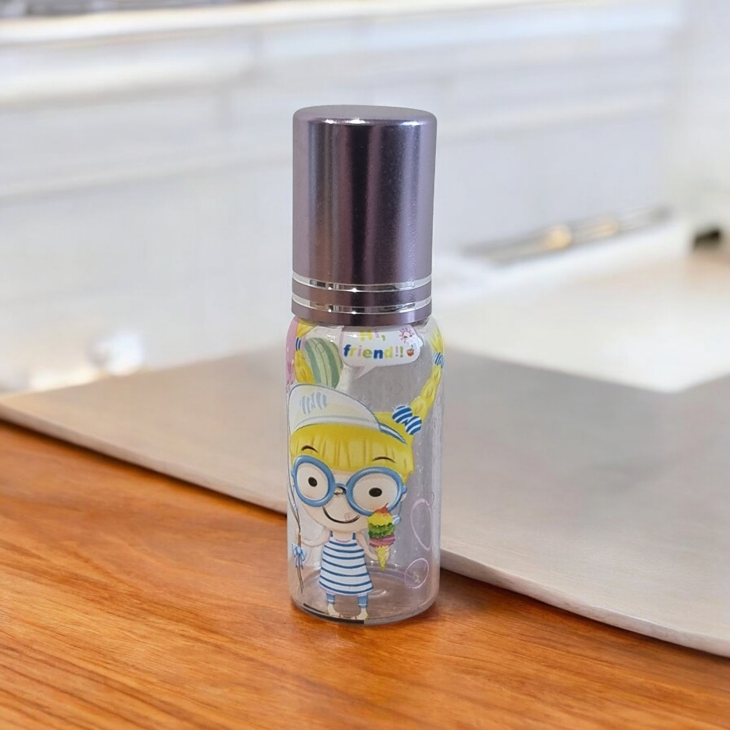5ml CARTOON CHARACTER CLEAR Boston Glass Rollon with Metal Roller