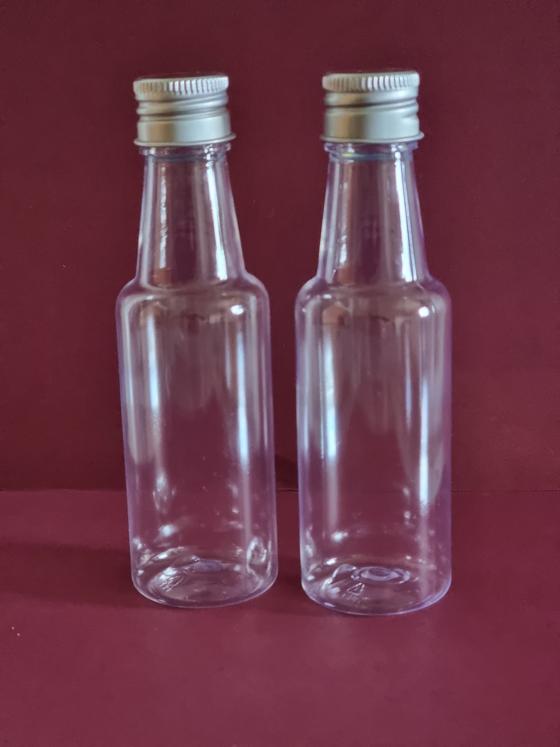 50mL Mini Wine,Spirit (PET♲) Clear Bottle with silver Screw Cap(Food Grade)