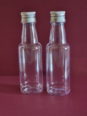 50mL Mini Wine,Spirit (PET♲) Clear Bottle with silver Screw Cap(Food Grade)