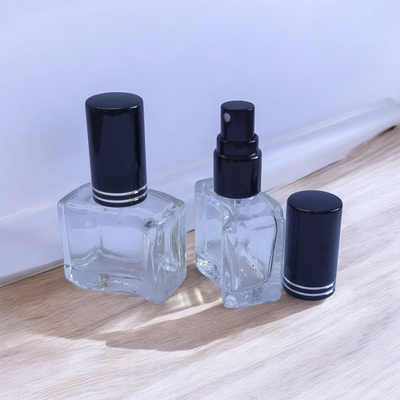 10mL Rectangle WAVE  Glass Atomiser with BLACK Overcap (2 Ring)