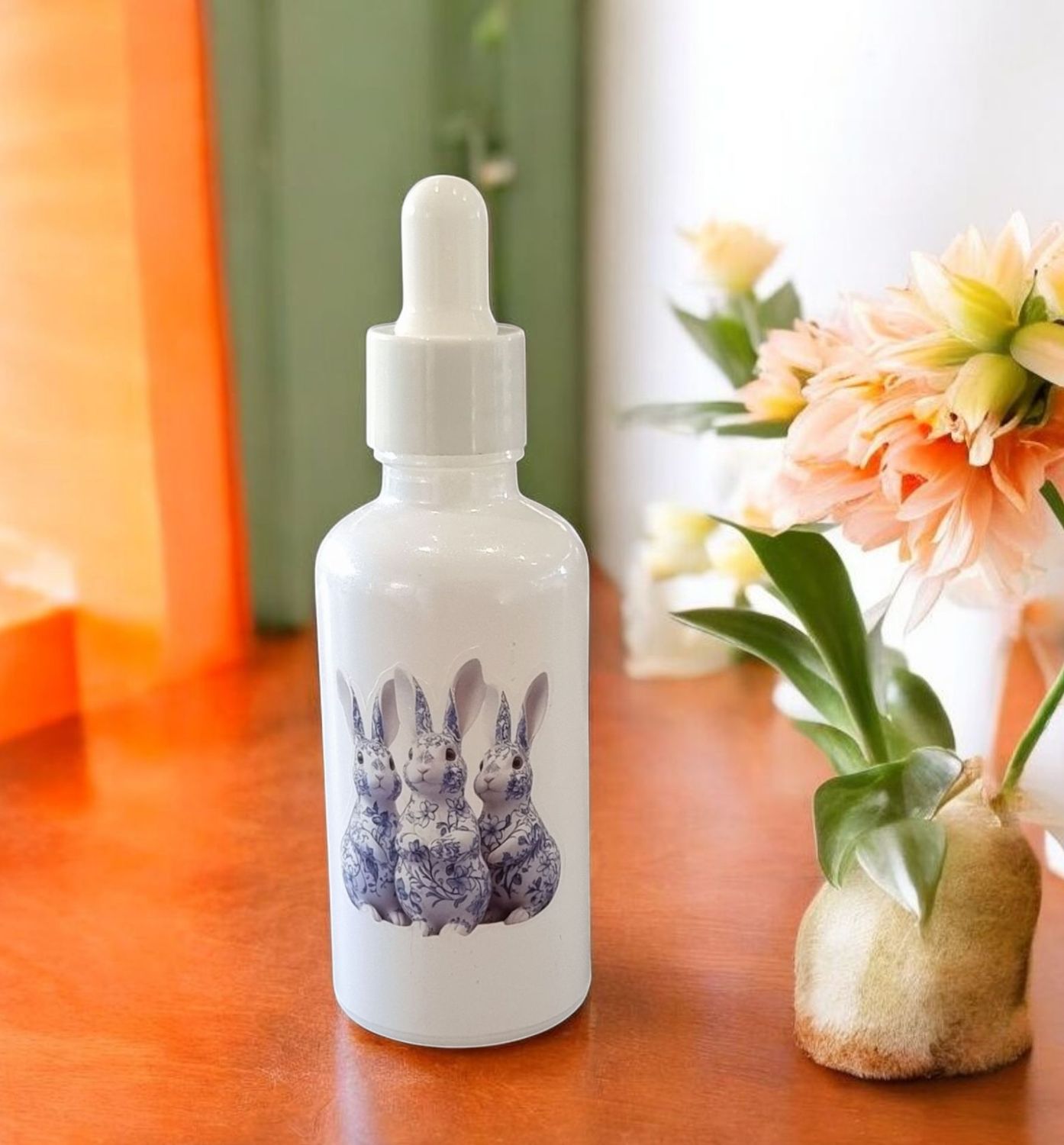 100mL or 50mL BUNNY BOTTLE WHITE(COATED) COLOUR BOSTON AROMA 18mm NECK  BOTTLE CAP TEAT &amp; DROPPER