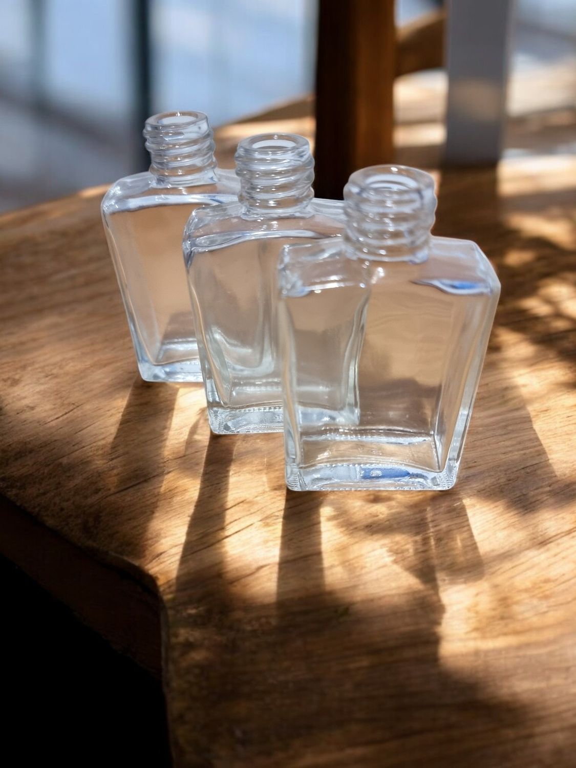 50mL RECTANGLE CLEAR GLASS BOTTLE 18MM NECK