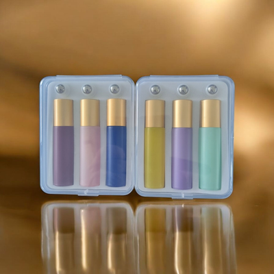 10mL MACARON COLOURED ROLLER BOTTLES - SET OF 6 + FREE CASES