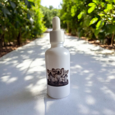 50mL KOALA TRIO BOTTLE WHITE(COATED) COLOUR BOSTON AROMA BOTTLES 18mm NECK  BOTTLE