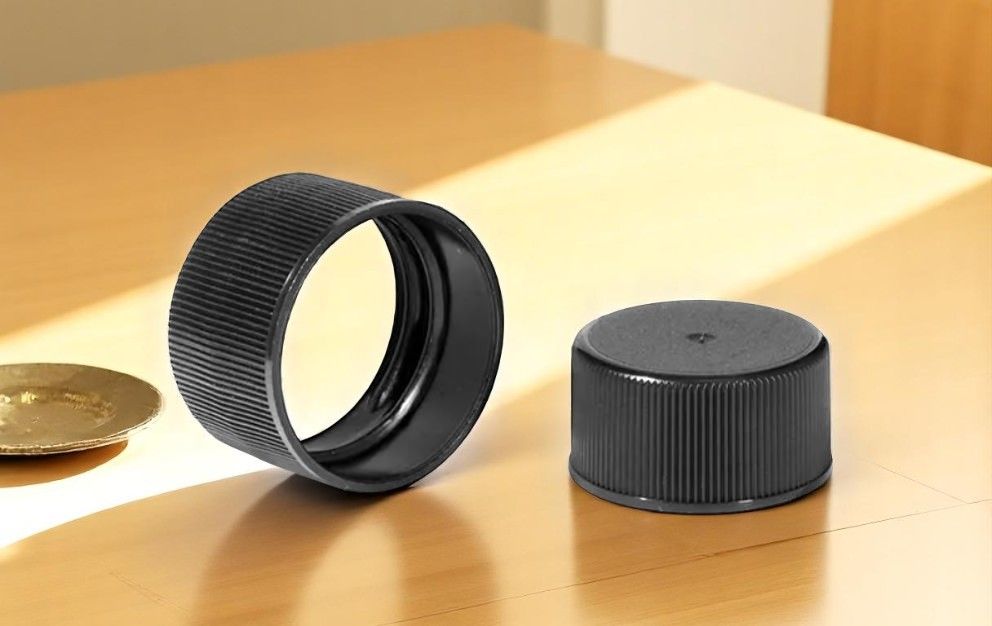 24mm BLACK -RIBBED Wadded Screw Cap - (Suit 24mm PET Bottles)