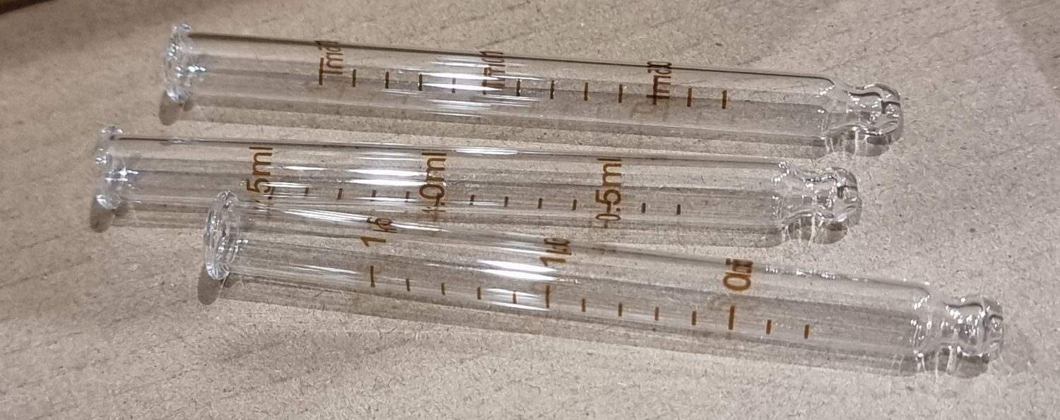 30mL GRADUATED Glass Line (Bulb Tip) for 30mL Dropper Bottles - BULK Pack 100 pcs