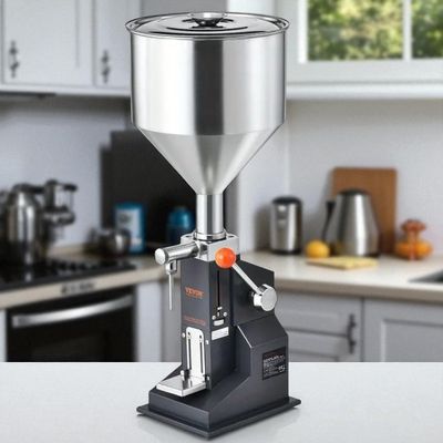 Manual Bottle Filling Machine with Hopper - Heavy-Duty Stainless Steel Liquid/PasteFiller,