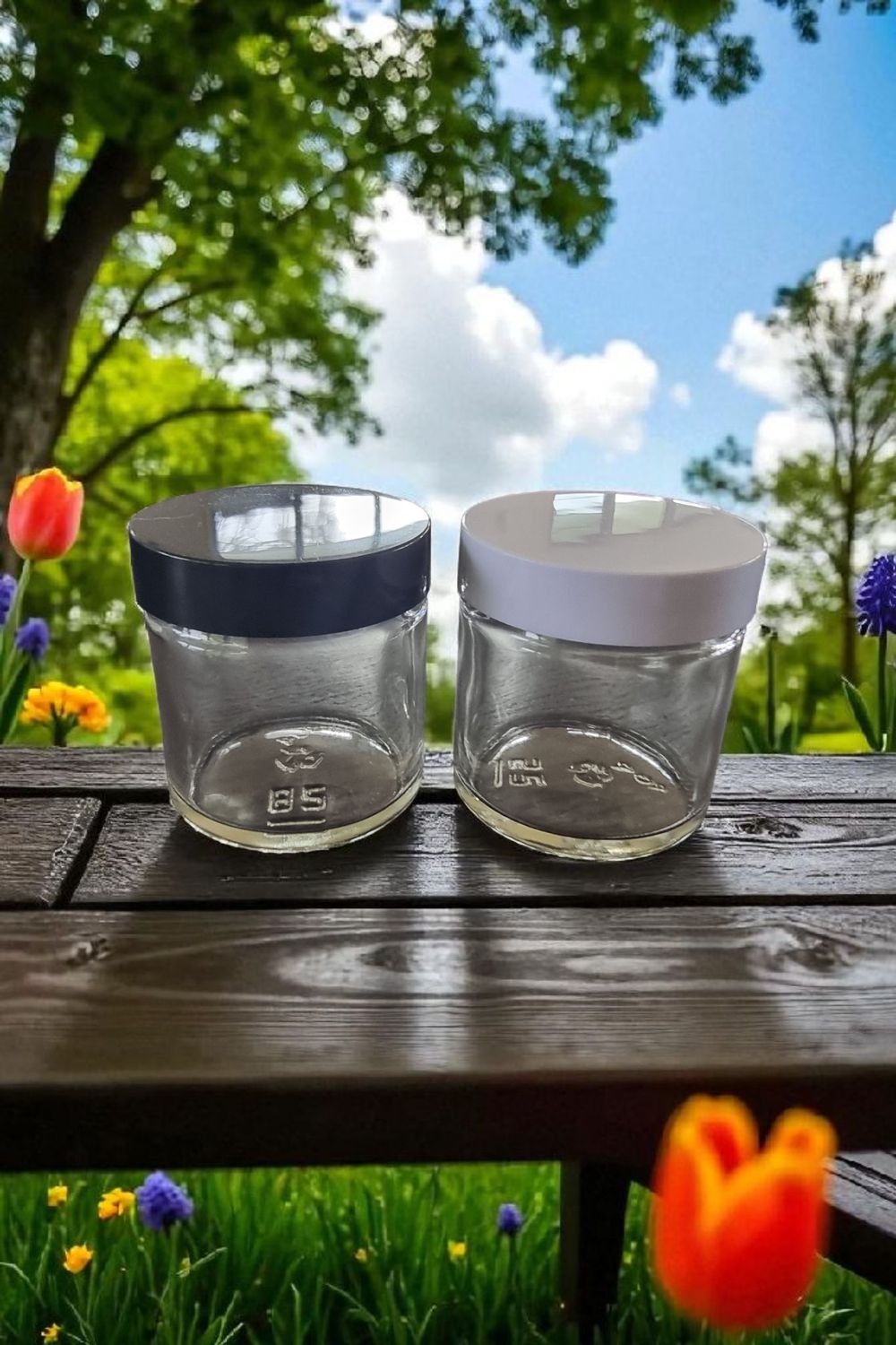 50ml CLEAR Glass Balm Pot with Choice of Waded Cap Colour - SPECIAL BUY
