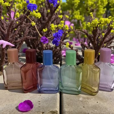 20ML TALL HIP HOP THICK GLASS SILVER ATOMISER WITH ROUND MATCHING COLOURED OVERCAP - SPECIAL BUY