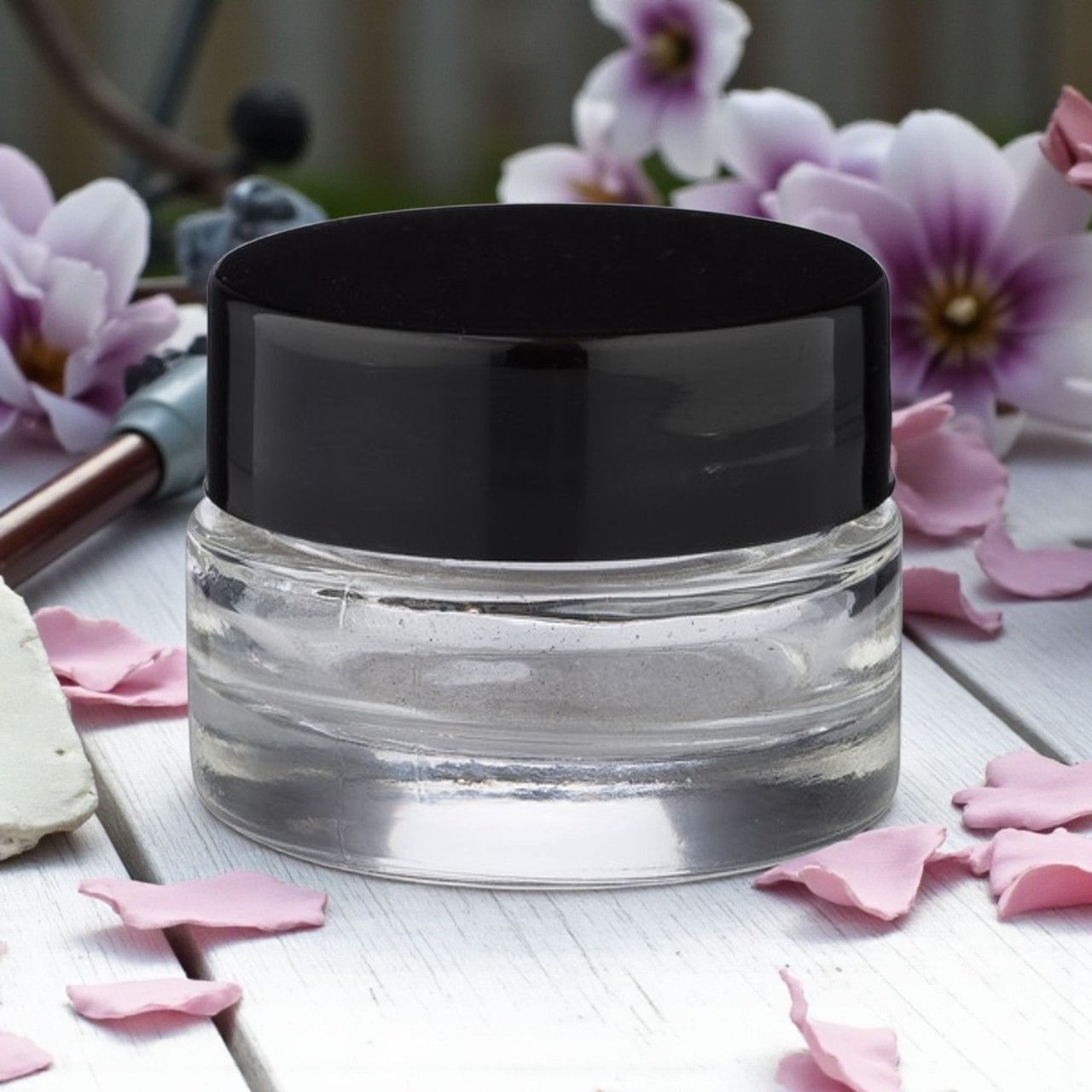 5ML GLASS BALM POTS &amp; BLACK SCREW CAP with Caska Seal - SPECIAL BUY