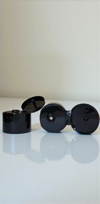 24mm BLACK -GLOSS FLIP CAP (With Oriface) Screw Cap - (Suit 24mm Neck PET Bottles)
