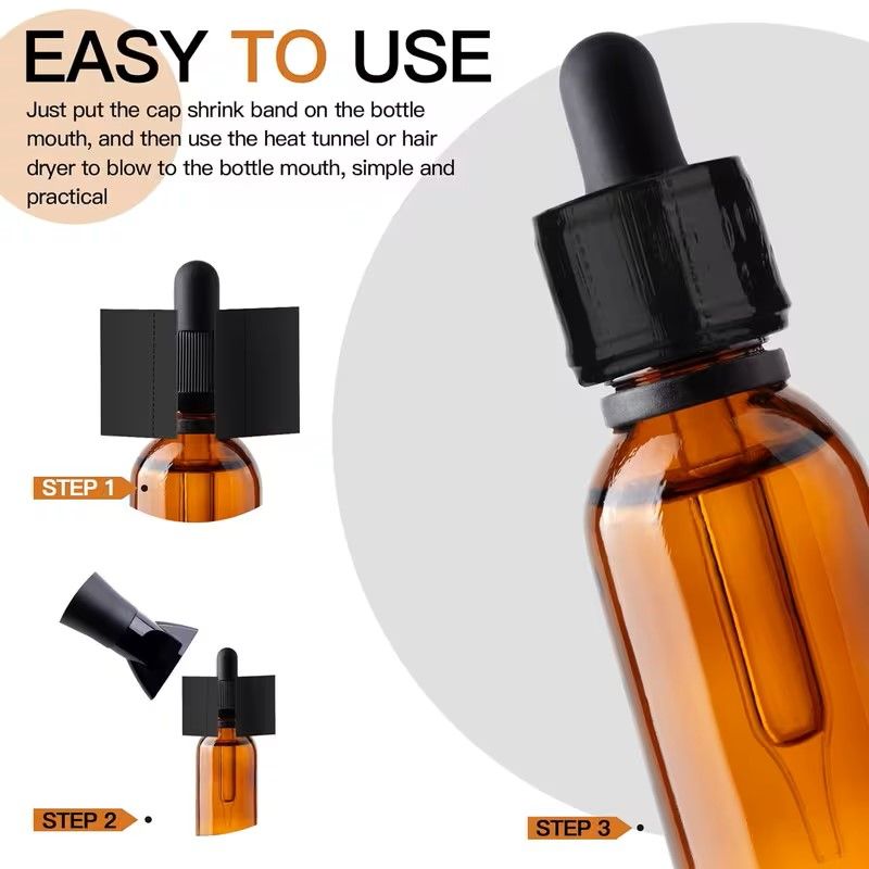 Shrink Sleeve 45mm Wide x 23mm HEIGHT- BLACK &amp; PERFERATED - 100 PC PACK