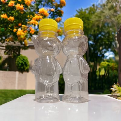 100mL MINI Honey Bears (PET♲) Food Grade with Tamper Evident Yellow Caps (140g HONEY)