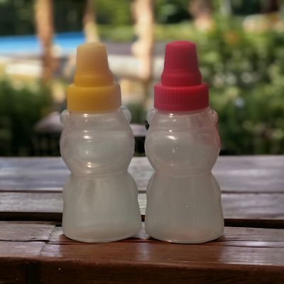 15mL (20g HONEY) CUTE MINI BEAR SQUEEZE REFILLABLE BOTTLES - PAIR OF 2 PACK
