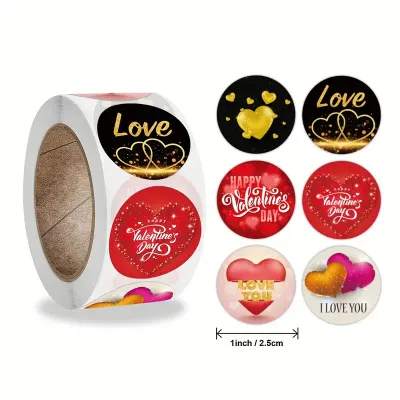 HAPPY VALENTINES DAY  - 500PC ROLL (2.5CM DIAMETER